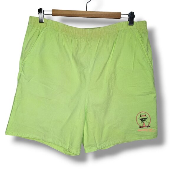 Vintage 90s Panama Jack Lime Neon Brat Green Pull On Shorts Medium - Picture 1 of 6
